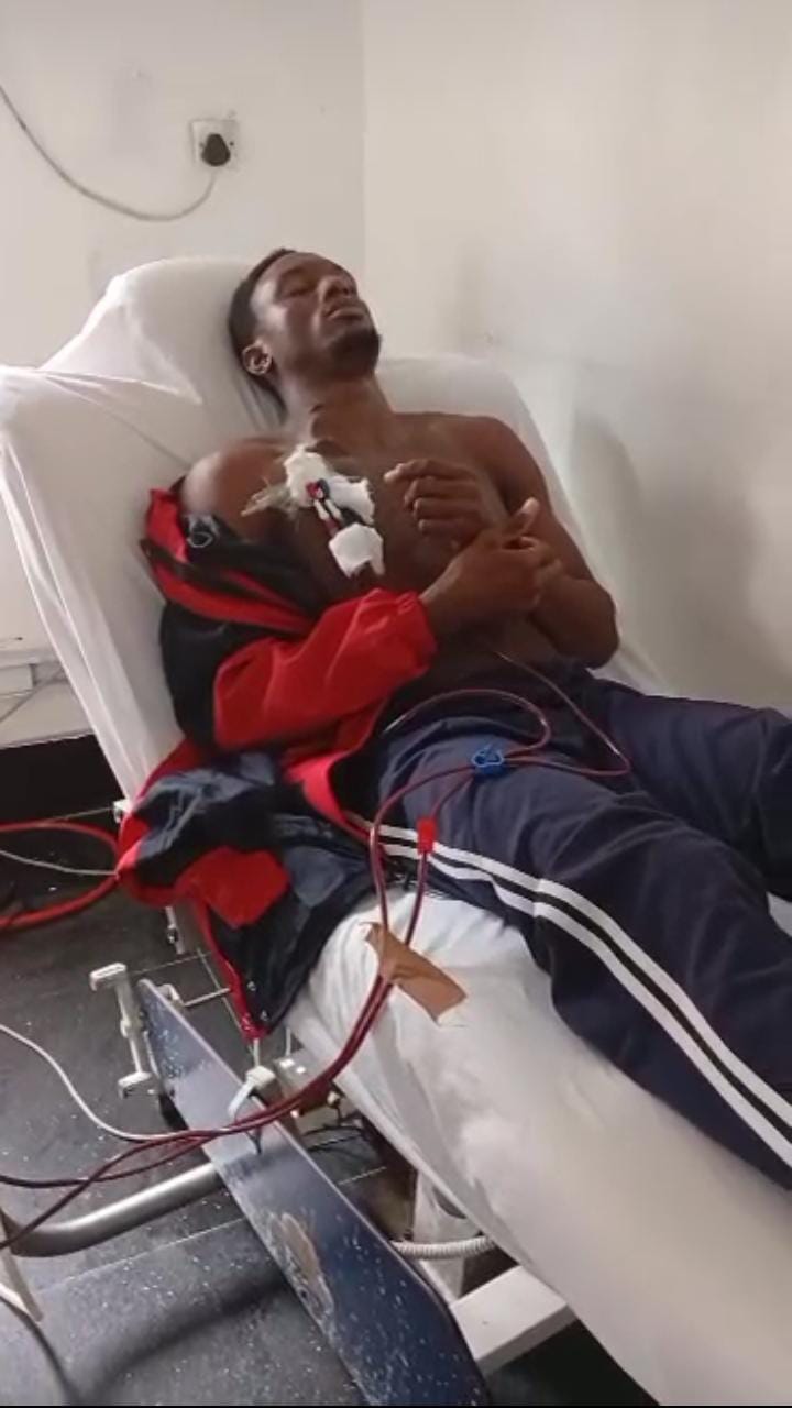 Daniel Esiwe receiving medical treatment in hospital